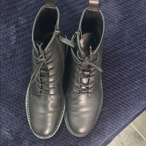 Vince Black Leather Combat Boots - Picture 3 of 6
